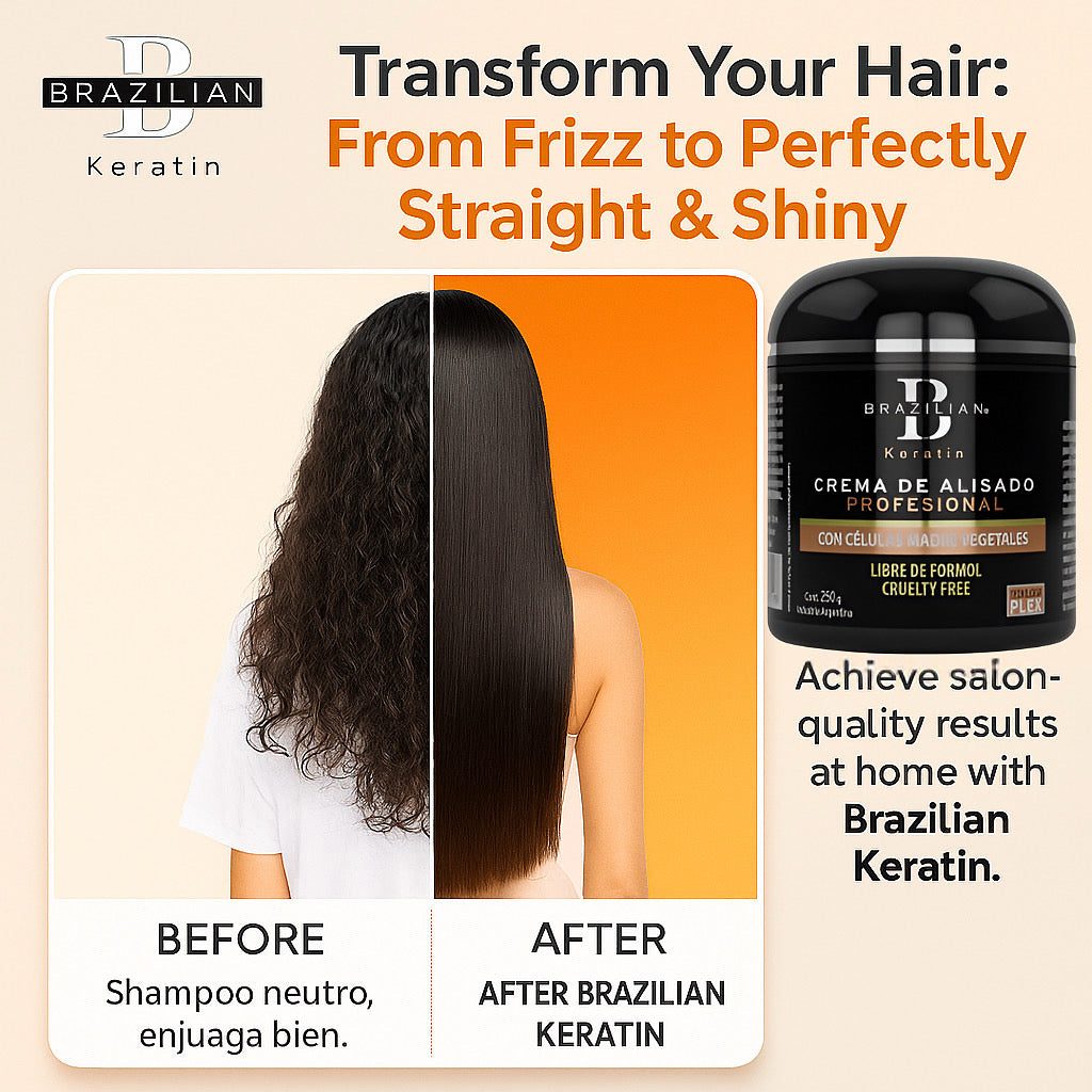Brazilian Keratin Hair Straightening Treatment with Stem Cells & Hydrolyzed Collagen