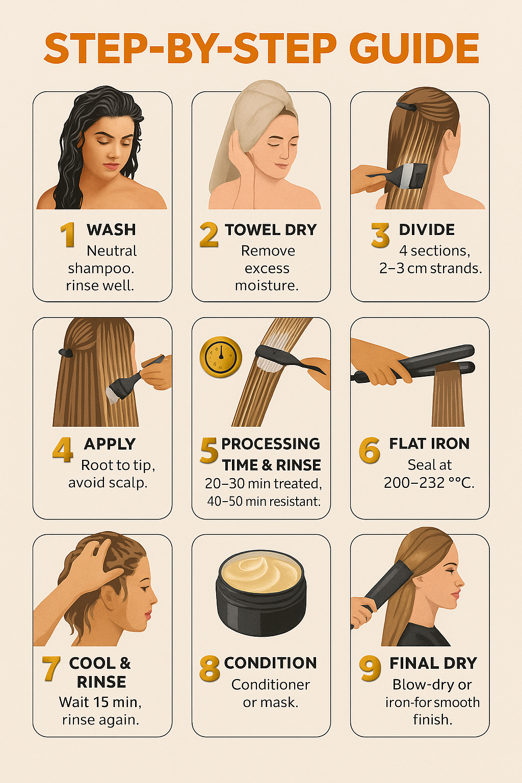 Brazilian Keratin Hair Straightening Treatment with Stem Cells & Hydrolyzed Collagen